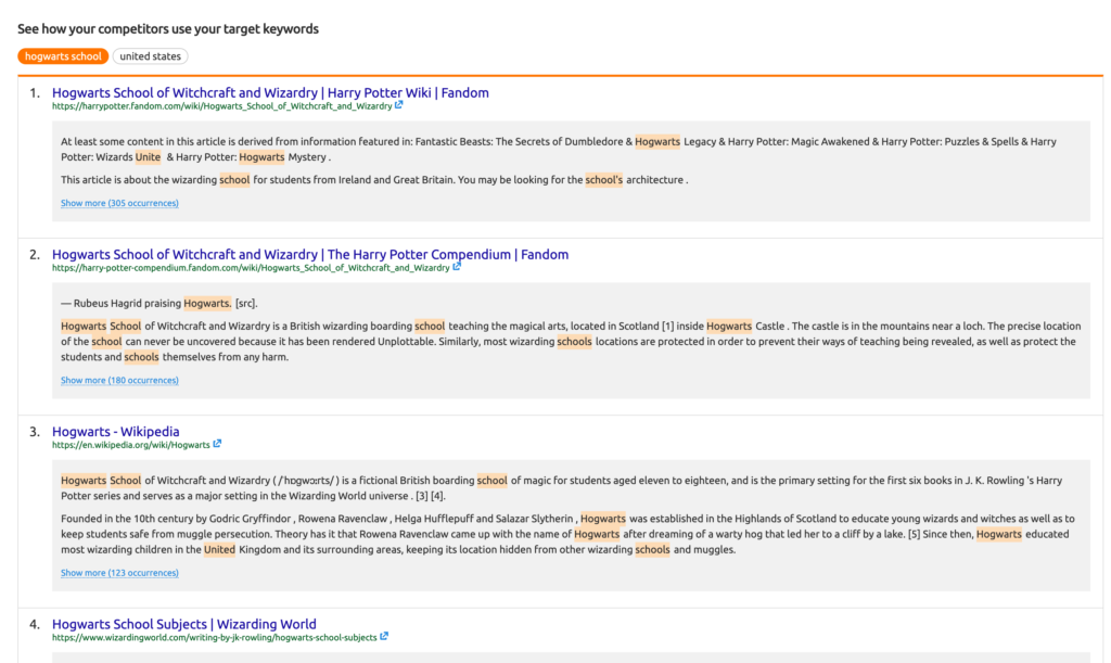 captura de tela de artigos de classificação de modelo de conteúdo
