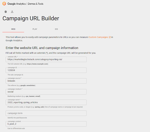campaign builder - google analytics - utm parameters