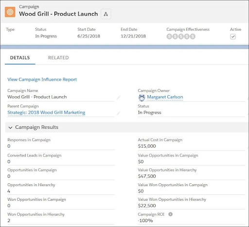 campaign view dashboard in salesforce